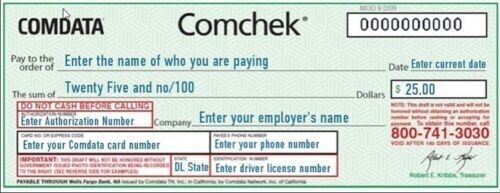BLANK GREEN COMDATA COMCHECK - 5/10/20/50 Pack-COMCHECKS *FREE SHIPPING* BLANK GREEN COMDATA COMCHECK - 5/10/20/50 Pack-COMCHECKS *FREE SHIPPING*