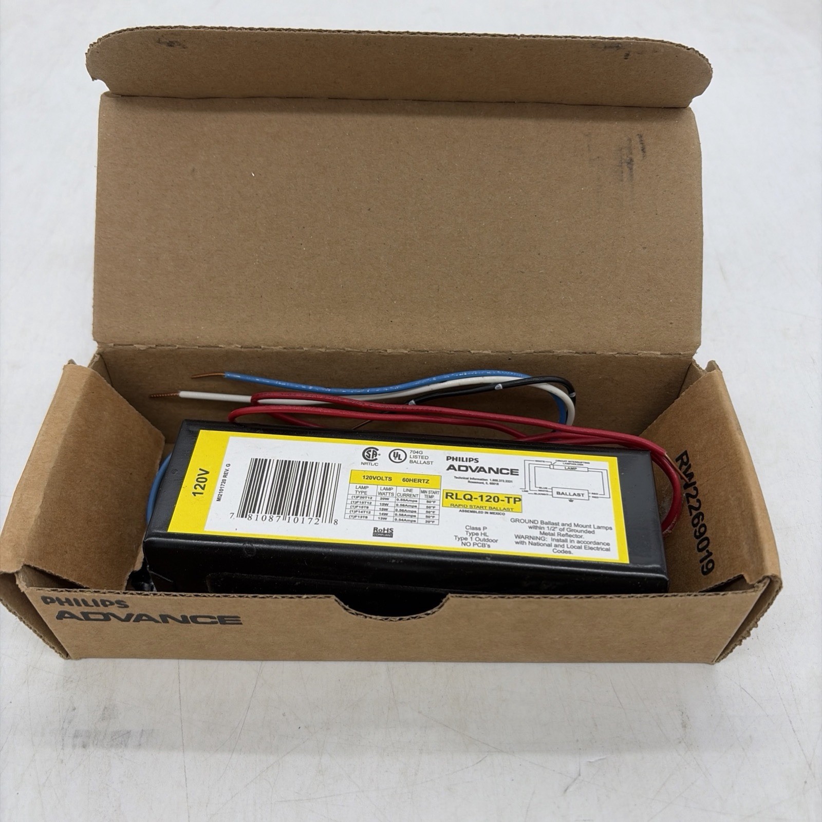 Philips Advance RLQ-120-TP 120V/60Hz Magnetic Rapid Start Ballast NEW Philips Advance RLQ-120-TP 120V/60Hz Magnetic Rapid Start Ballast NEW