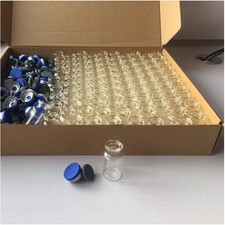 Secure and Versatile 10ml Glass Vials - 100 Pack with Rubber Stoppers Included picture
