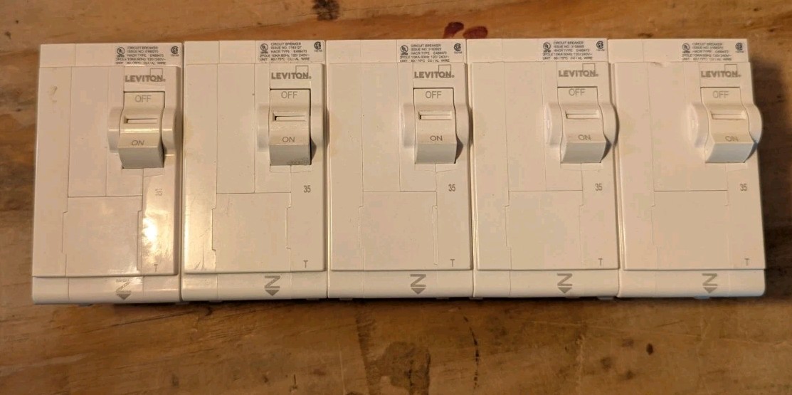 35Amp Breakers , Leviton LB235-T 35A ,  35 AMP Leviton  Breaker, Box Of 5 