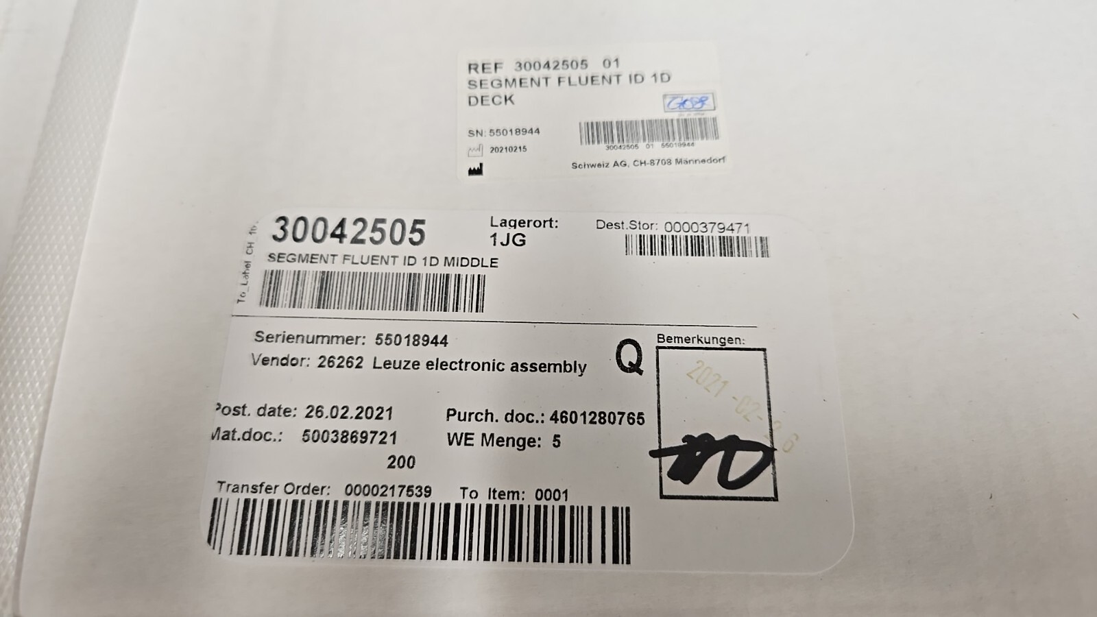 Tecan 30042505 Segment Fluent ID 1D Middle Assembly