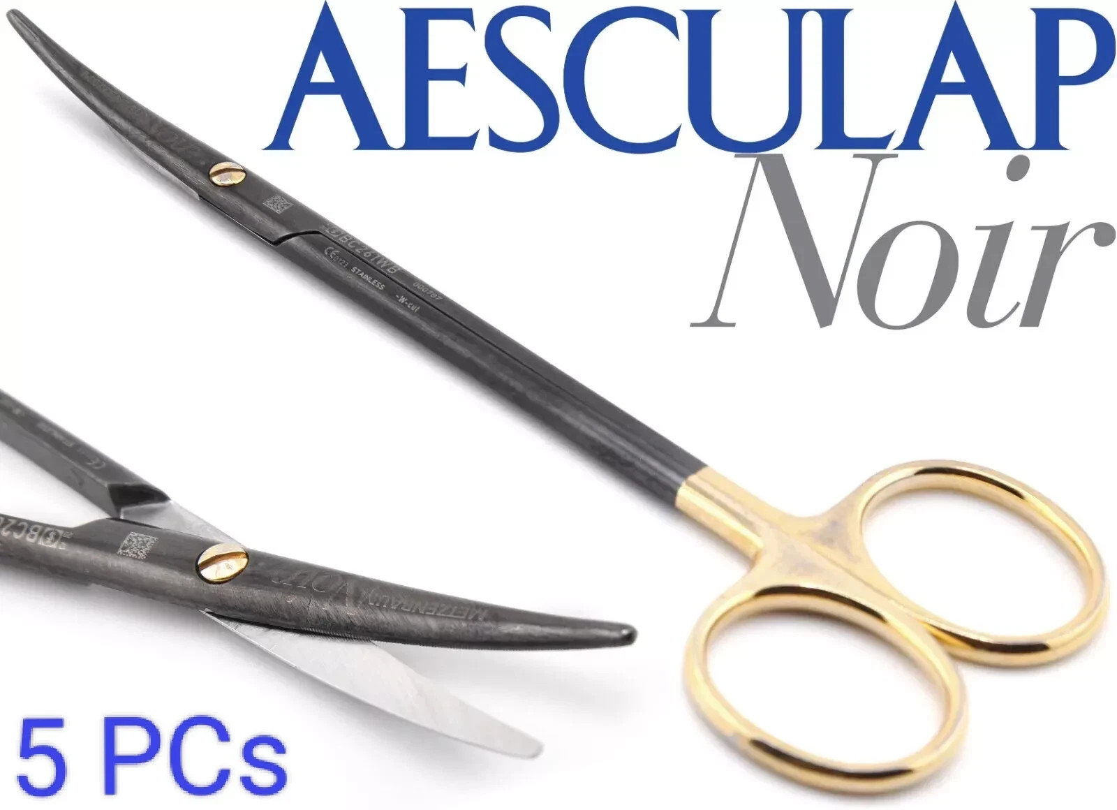 5X AESCULAP NOIR BC261WB Curved Durotip Supercut Delicate Metzenbaum Scissors 7\ 5X AESCULAP NOIR BC261WB Curved Durotip Supercut Delicate Metzenbaum Scissors 7\