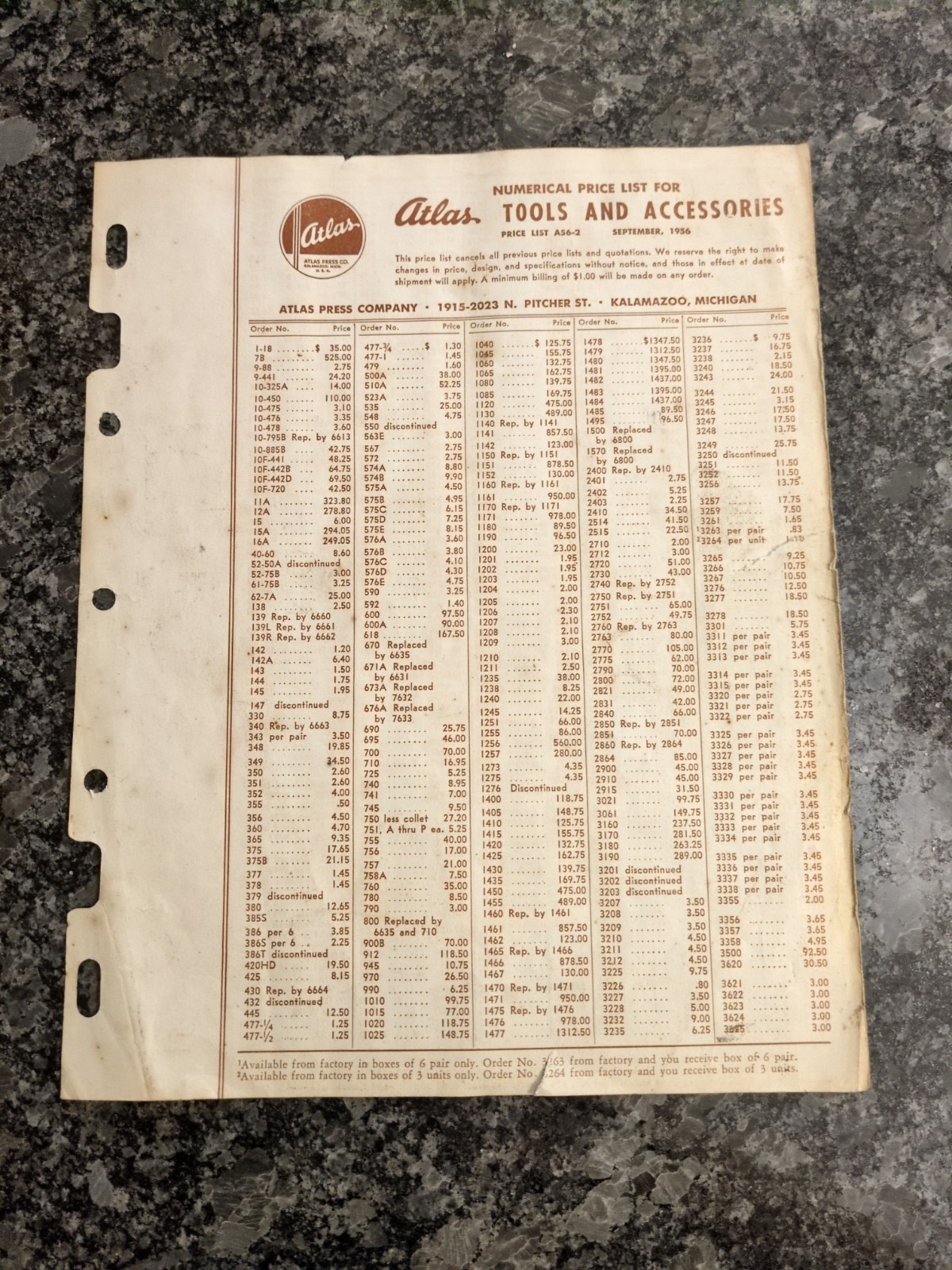 Vintage Atlas Press Company Tool And Accessories Price List Lathe Mill Drill... Vintage Atlas Press Company Tool And Accessories Price List Lathe Mill Drill...