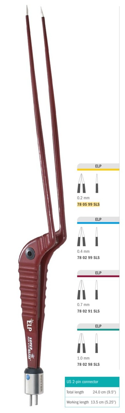 SUTTER: 78 05 99 SLS - Bipolar Forceps SuperGliss non-stick	ELP 24.0 cm, bayonet