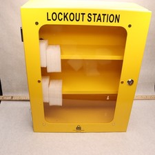 Tradesafe Lockout Tagout Cabinet Station Unfilled Yellow Steel Plate Body  picture
