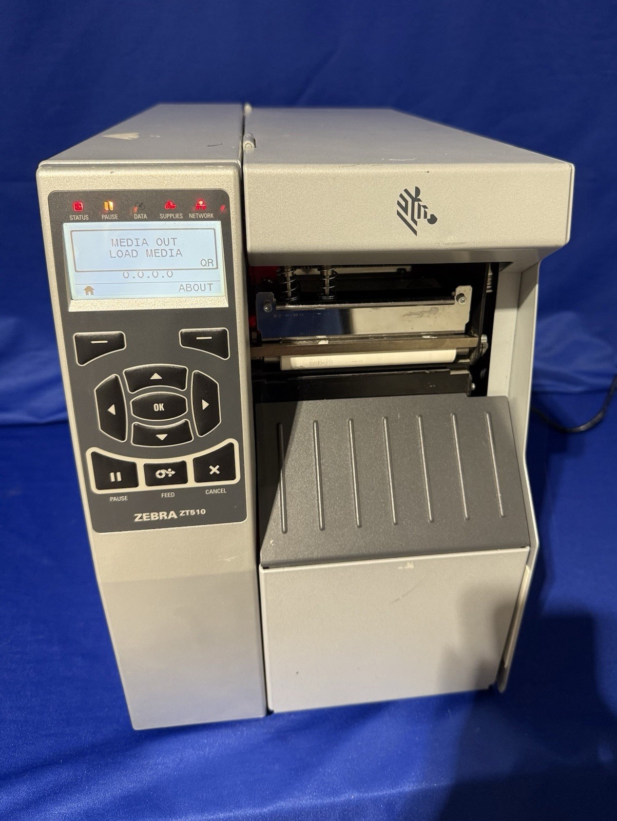 Zebra ZT510 Industrial Thermal Label Printer - Powers On, Won't Detect Media