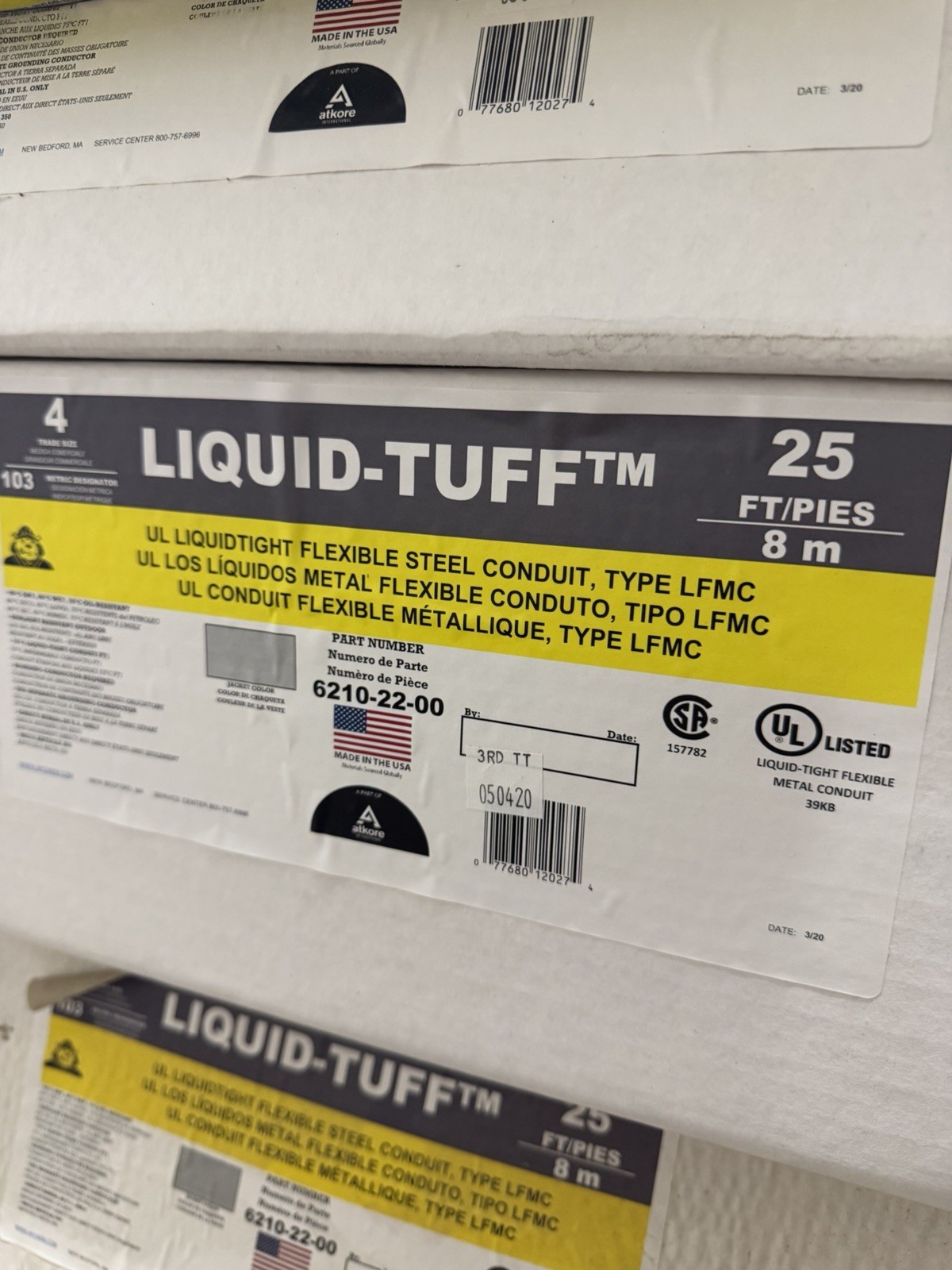 Atkore AFC 6210-22-00 Liquid-Tuff 4” x 15’ LFMC Flexible Steel Conduit UL Atkore AFC 6210-22-00 Liquid-Tuff 4” x 15’ LFMC Flexible Steel Conduit UL
