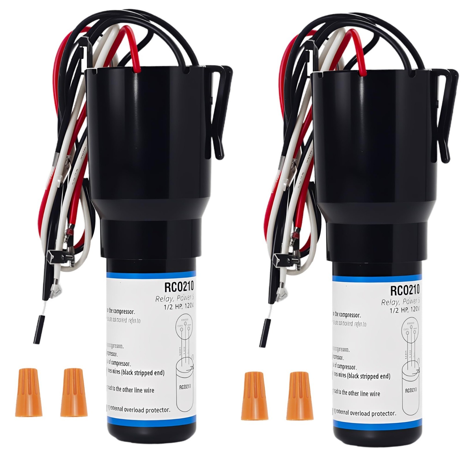 2 Pack 3-in-1 Hard Start Capacitor & Solid State Relay for 1/3-1/2 HP 120VAC 2 Pack 3-in-1 Hard Start Capacitor & Solid State Relay for 1/3-1/2 HP 120VAC