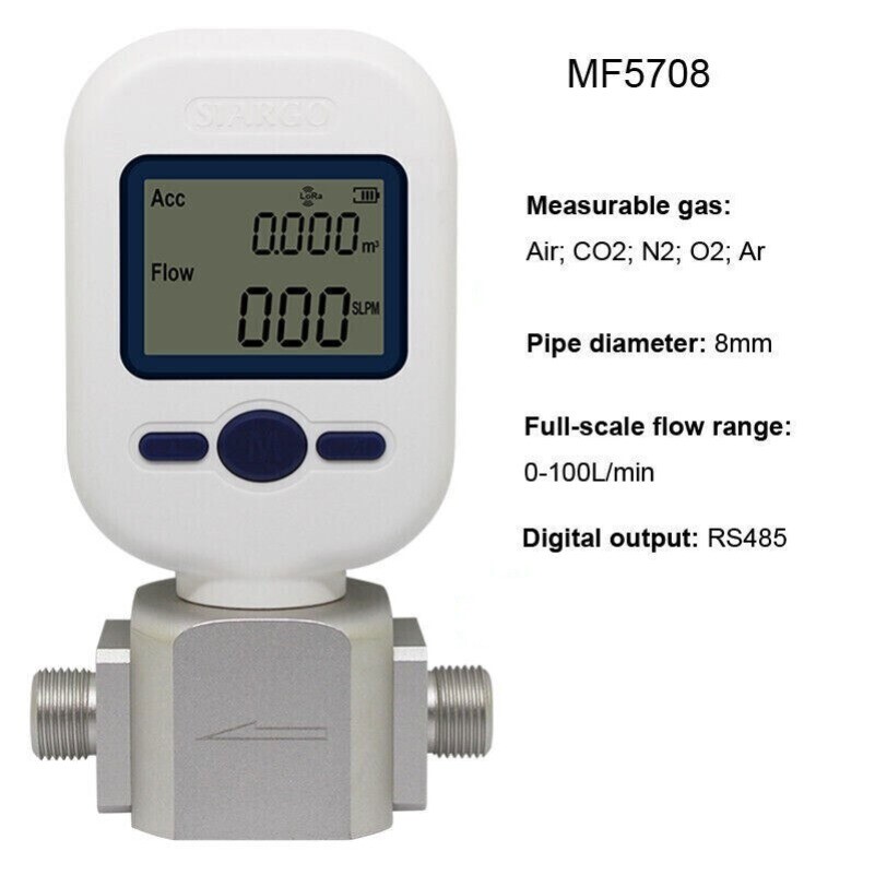 MF5706 MF5708 MF5712 Protable Digital Air Gas Mass Flow Meter 20L 100L 250L---