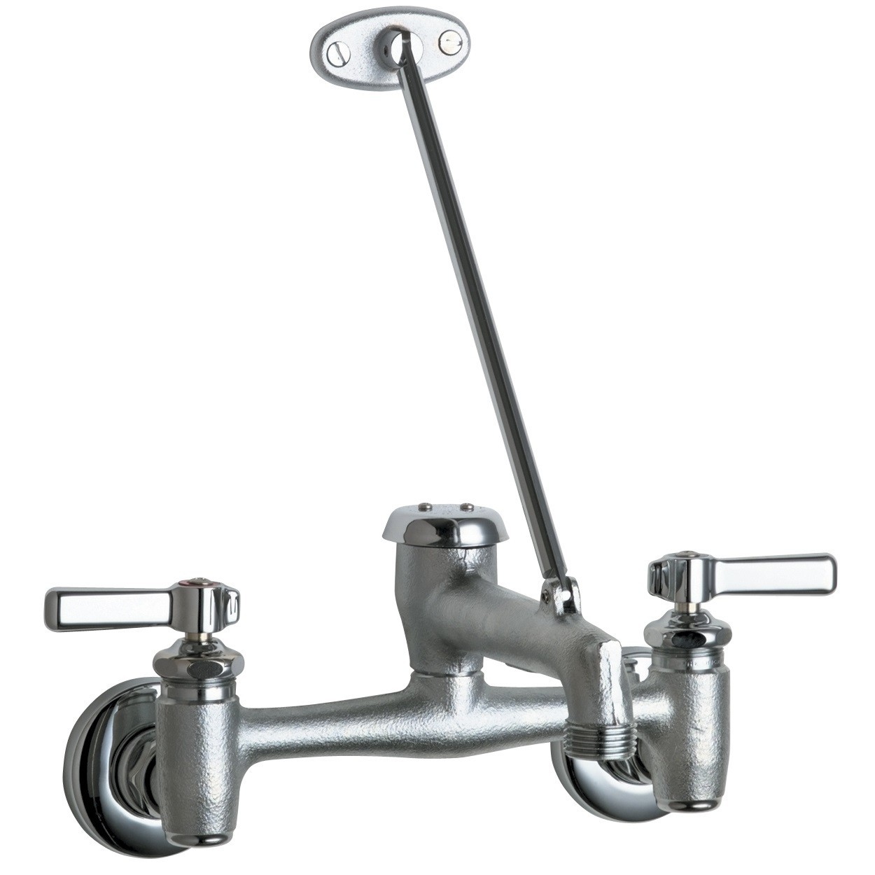 Chicago Faucets 897-RCF Service Sink Faucet Wall Mount Rough Chrome 2 Handle Chicago Faucets 897-RCF Service Sink Faucet Wall Mount Rough Chrome 2 Handle