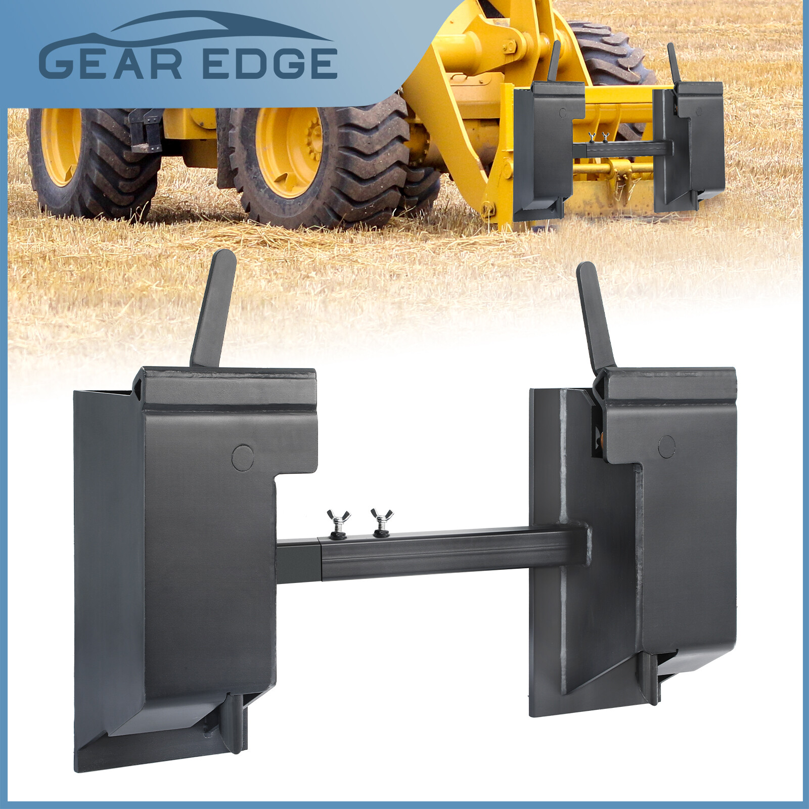 4000LBS Skid Steer Quick Tach Conversion Adapter W/ Adjustable Cross Brace Steel