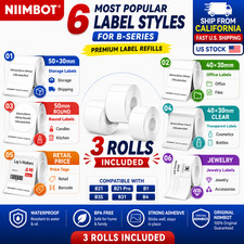 NIIMBOT B1/B1 Pro Label Rolls Direct Thermal Refill Labels Multi-Size 3 Rolls picture
