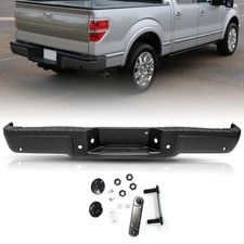 Black Rear Step Bumper Assembly 2009-2014 Ford F150 w/Rear Sensor Holes No Hitch picture