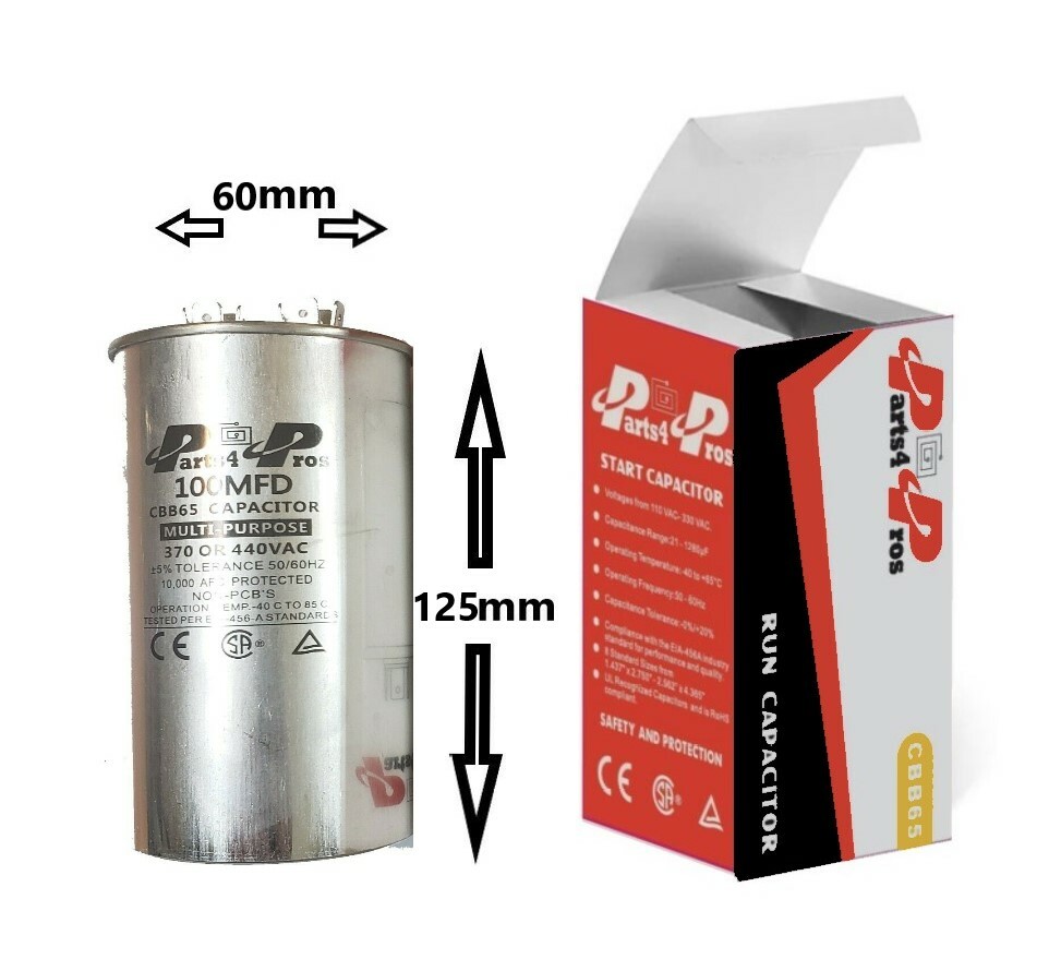 100uF 370 V 440 V VAC High Quality Motor Run Capacitor CBB65 100uF 370 V 440 V VAC High Quality Motor Run Capacitor CBB65