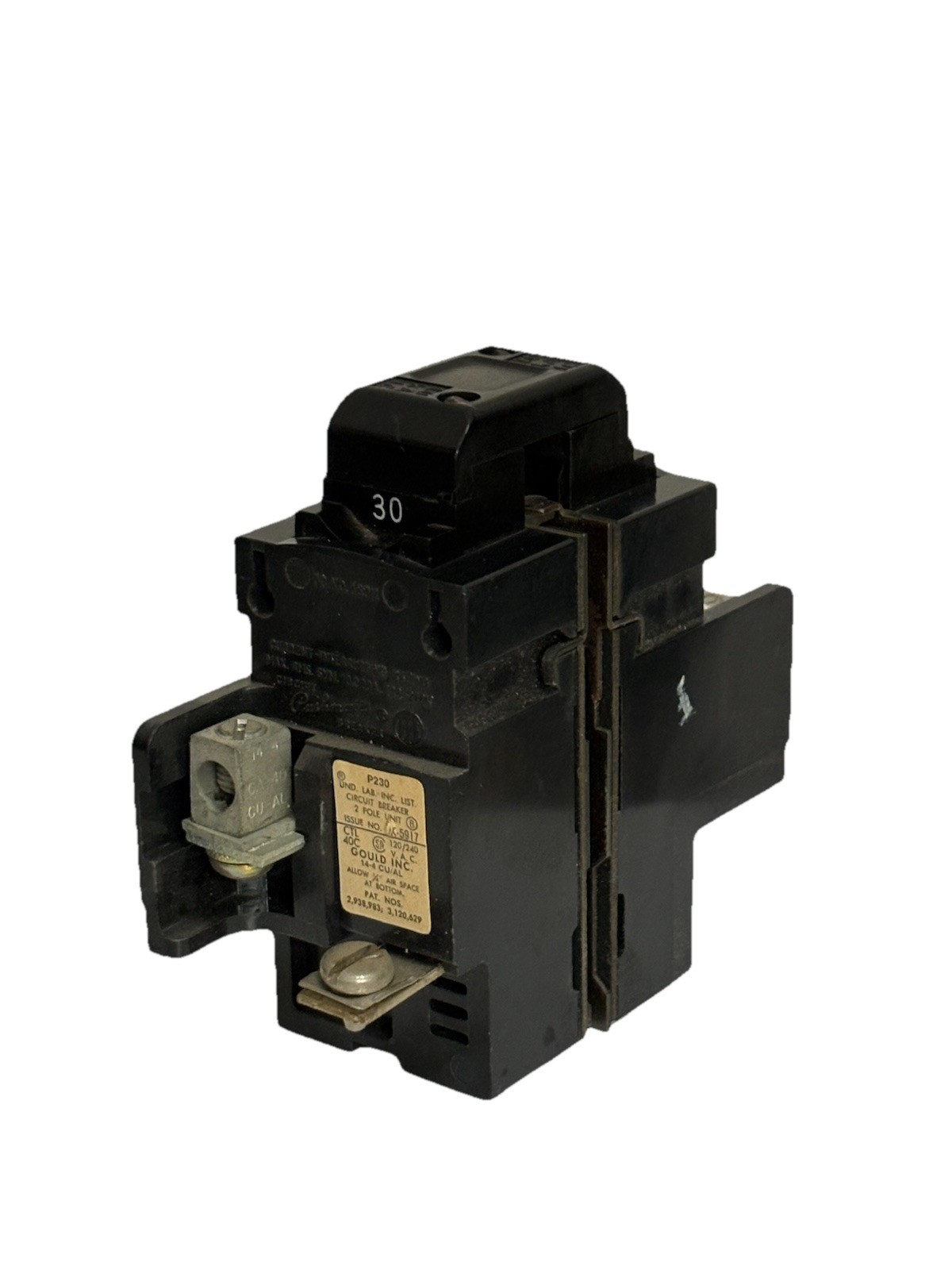 Pushmatic ITE Bulldog P230 Double 2 Pole 30 Amp Circuit Breaker With Tabs 