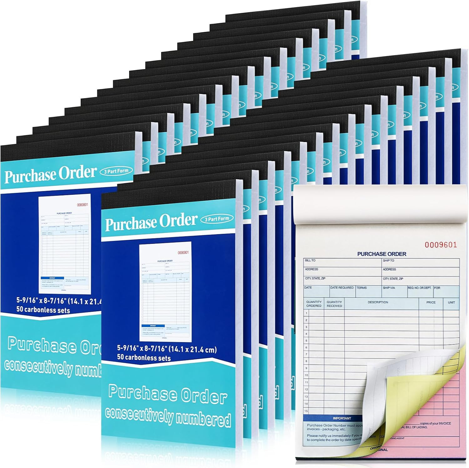 Purchase Order Book 3 Part Carbonless 50 Sets per Book, 25 Pack Purchase Order Book 3 Part Carbonless 50 Sets per Book, 25 Pack