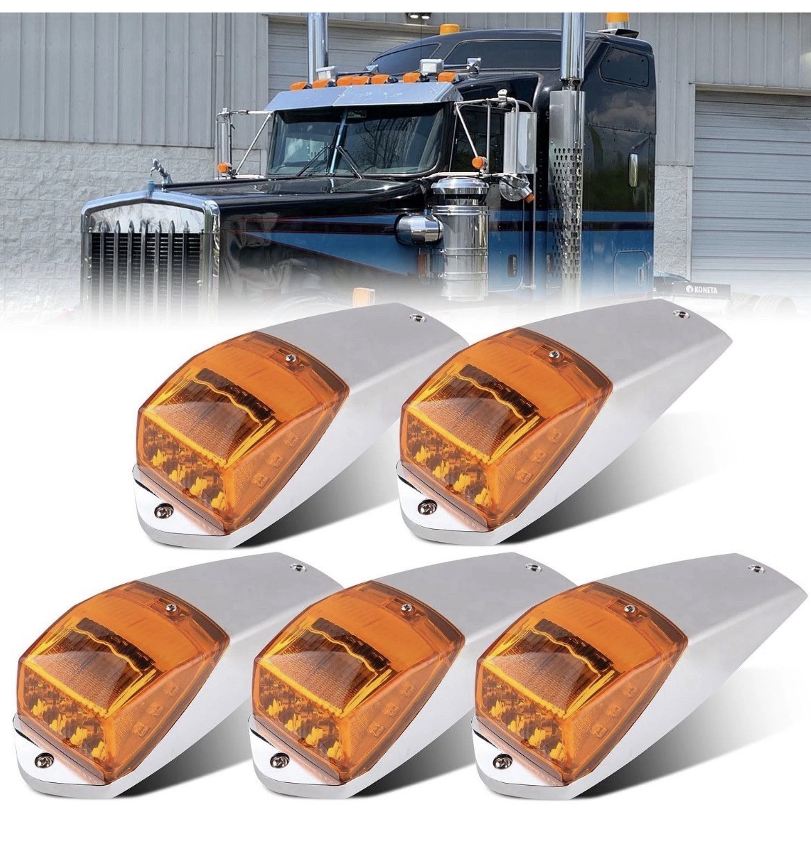 5Pcs Truck Cab Marker Lights 17 LED Amber Top Roof Running Lights Clearance w... 5Pcs Truck Cab Marker Lights 17 LED Amber Top Roof Running Lights Clearance w...