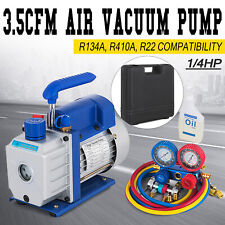 3,5CFM 1/4hp Air Vacuum Pump HVAC Refrigeration AC Manifold Gauge Set R134a Kit picture