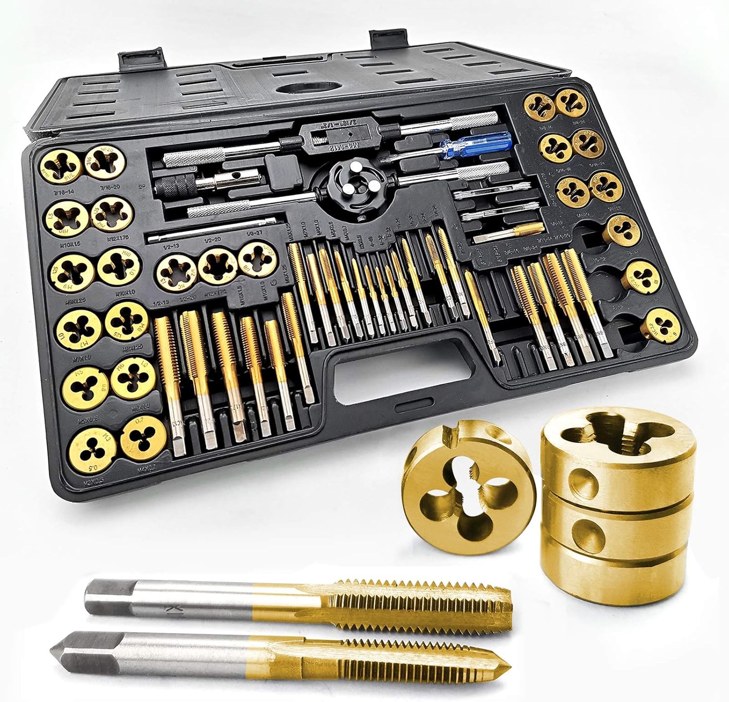 Azuno 60PCS Metric&SAE Tap and Metric & SAE, 60-pieces Titannium Coated Azuno 60PCS Metric&SAE Tap and Metric & SAE, 60-pieces Titannium Coated