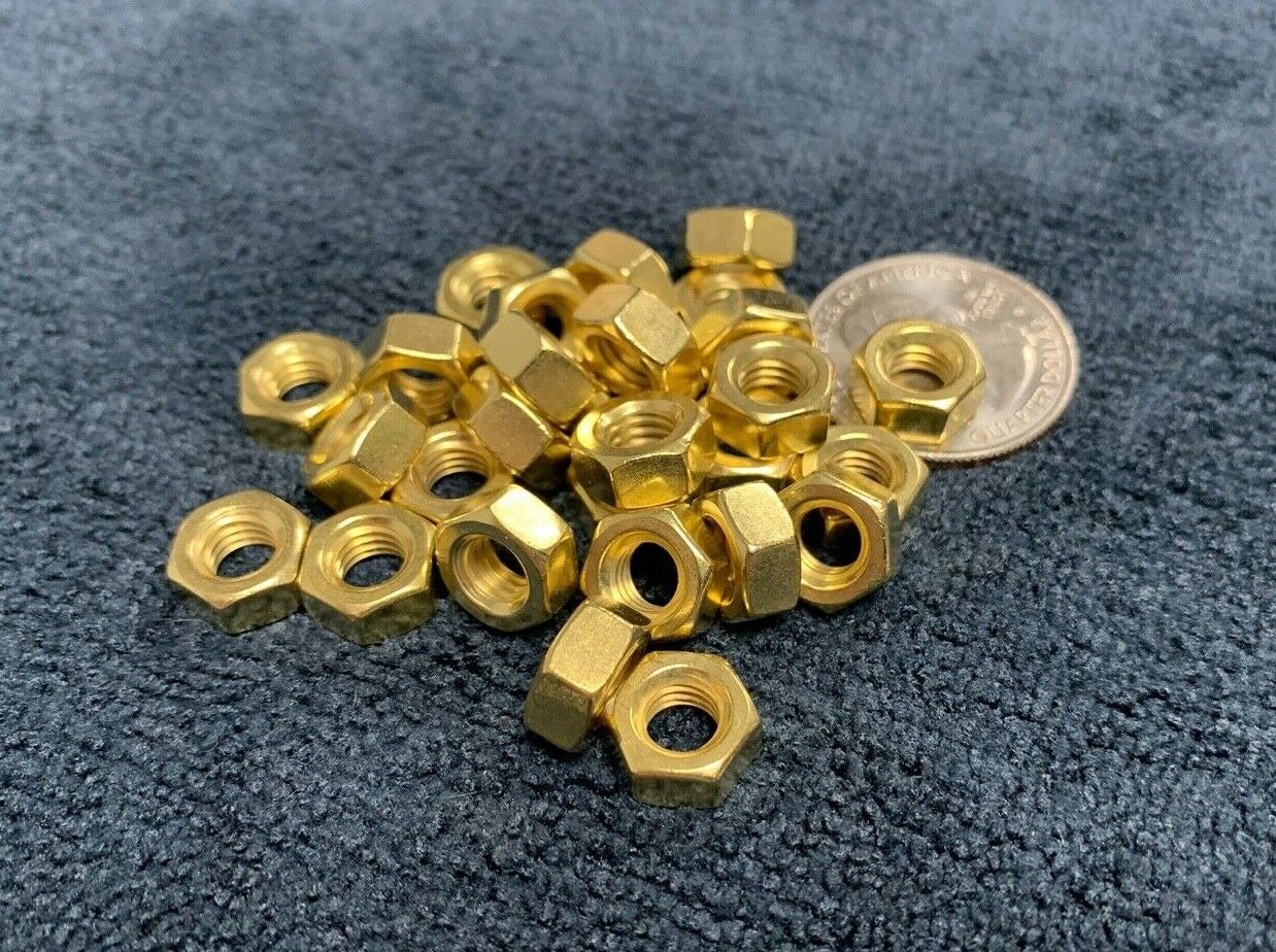 Brass Metric Hex Nuts DIN 934 Metric Nuts M2, M3, M4, M5, M6, & M8, Yellow Brass