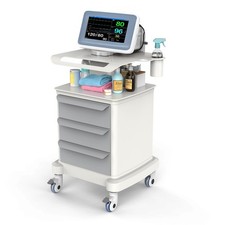 4 Tiers Lab Carts Mobile Medical Cart with 3 Drawers & 1 Top Tray White picture