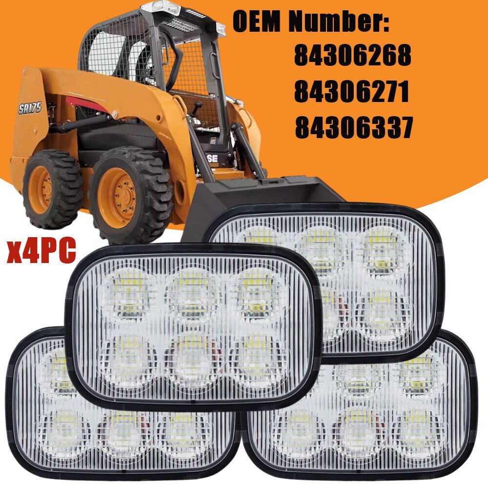 4X LED Flood Headlight 84306268 For Case SR130 SR150 SV185 SV250 TR270 TR310 4X LED Flood Headlight 84306268 For Case SR130 SR150 SV185 SV250 TR270 TR310