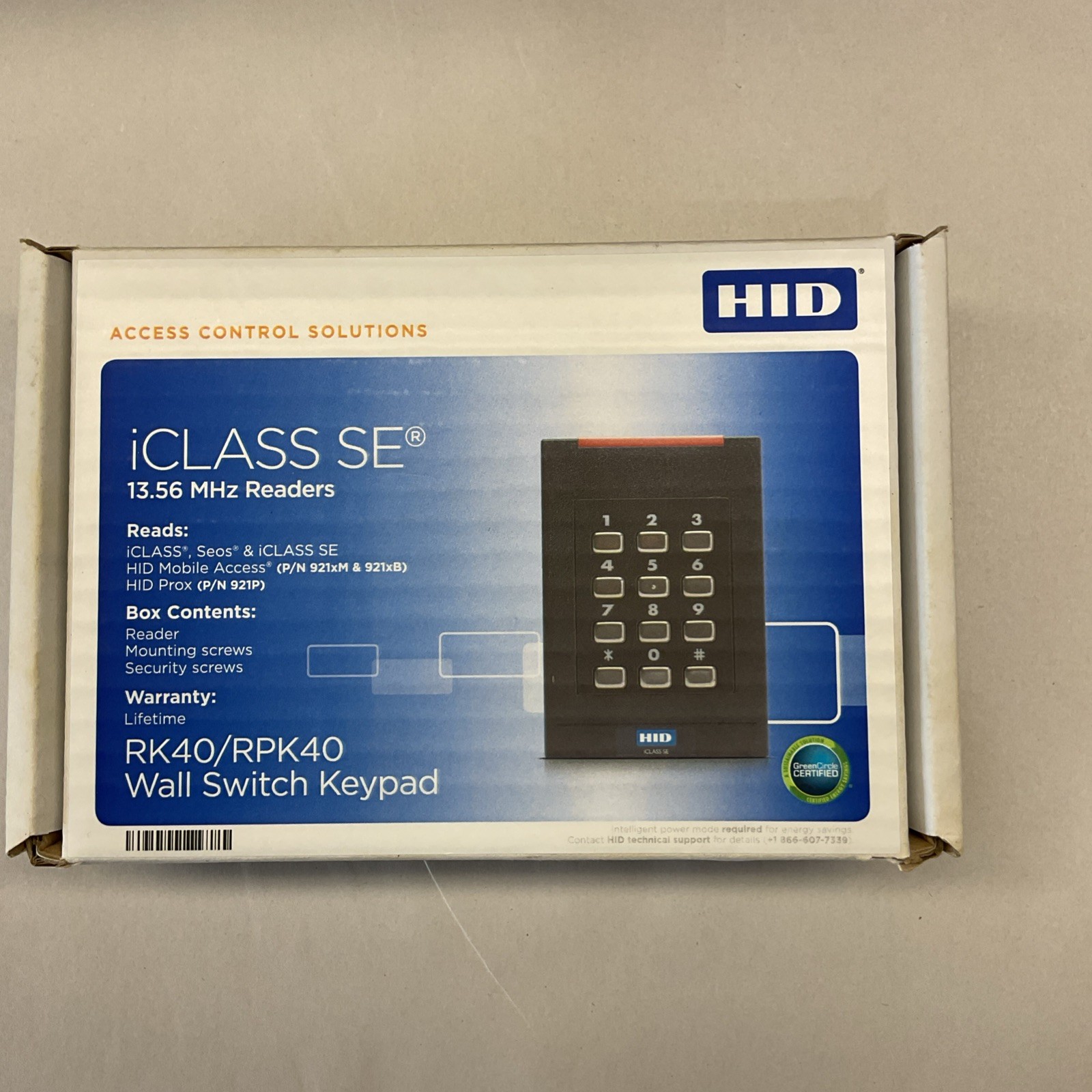 HID MULTICLASS SE RPK40 KEYPAD WALL SWITCH READER 921PTNNEK00000 PRE-OWNED