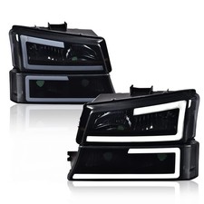 LED DRL Front Headlights Smoky Lens Black Housing Clear Reflector picture