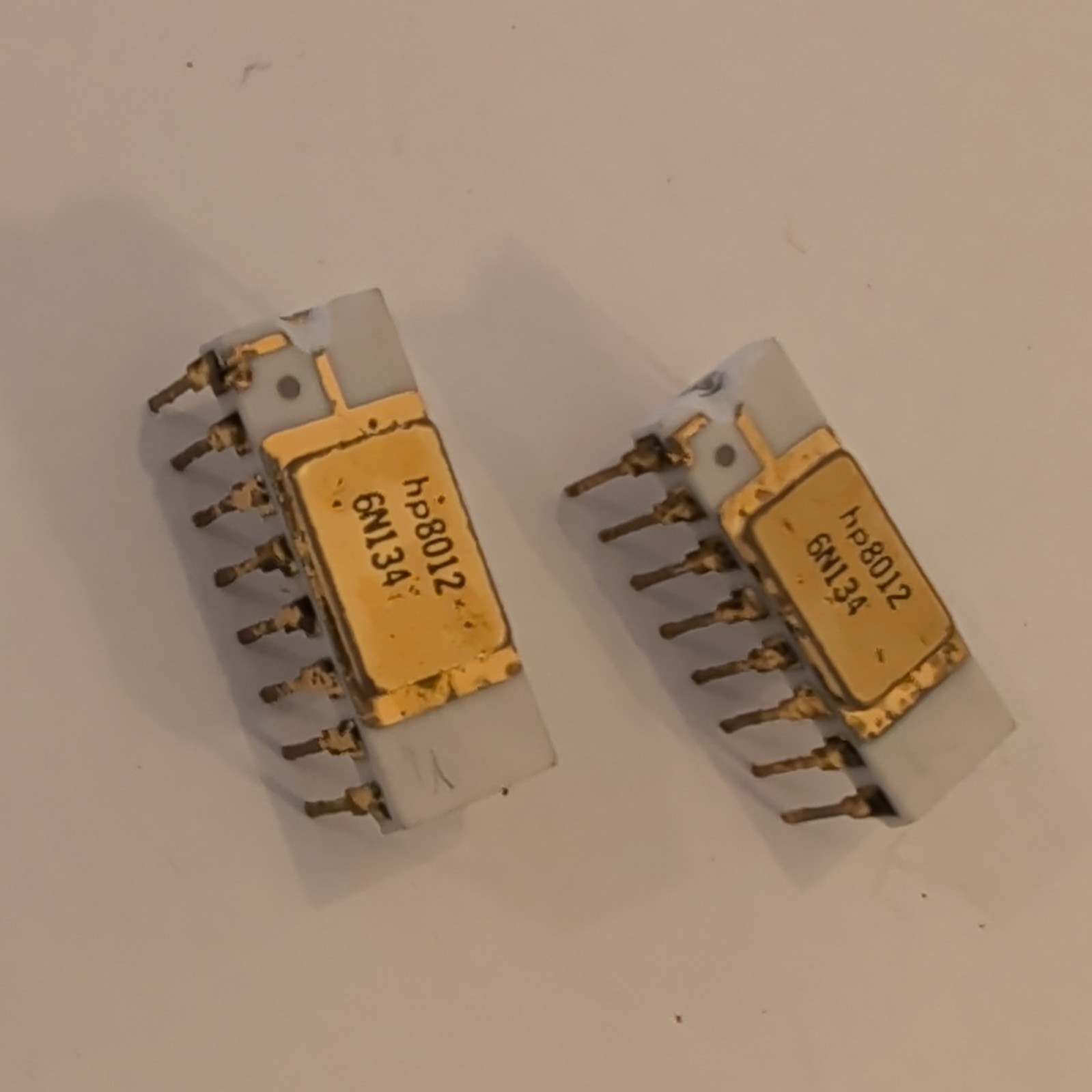 Lot of 2 Vintage HP6N134 8012 Dual Optocoupler Ceramic CDIP-16 Gold Pin NOS