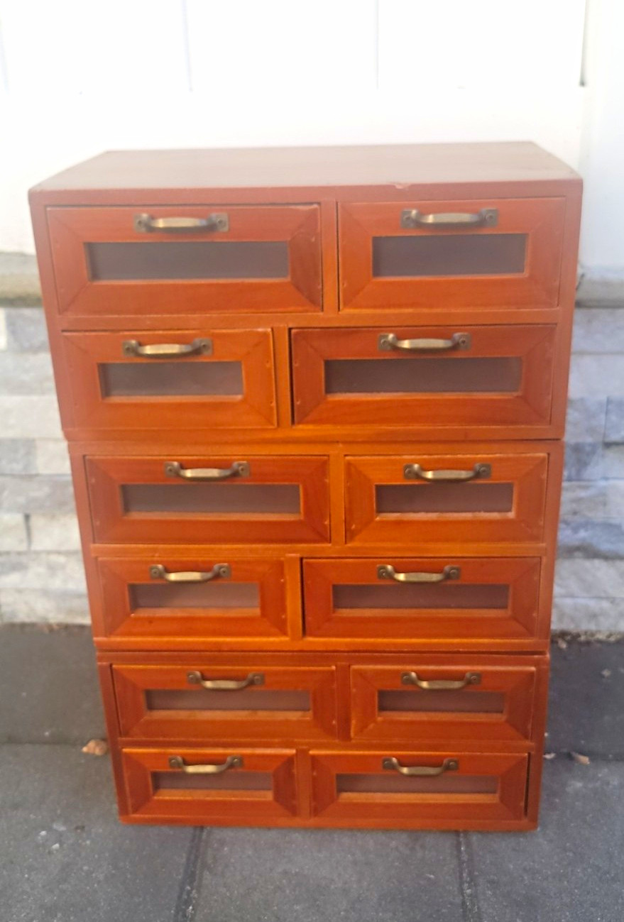 Vintage Wood 12-Drawer Card Catalog Style Desktop Storage Organizer Vintage Wood 12-Drawer Card Catalog Style Desktop Storage Organizer