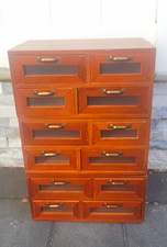 Vintage Wood 12-Drawer Card Catalog Style Desktop Storage Organizer picture