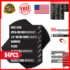 Magnetic Toolbox Labels 80-Piece Black 3.5x0.5 Inch Small Tool Chest Organizer picture