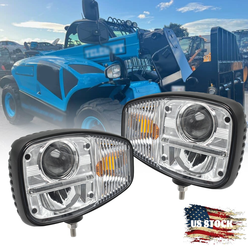E9 Pair LED Headlights With Turn Lamp For Volvo JCB Loader Manitou MT625 MT731 E9 Pair LED Headlights With Turn Lamp For Volvo JCB Loader Manitou MT625 MT731