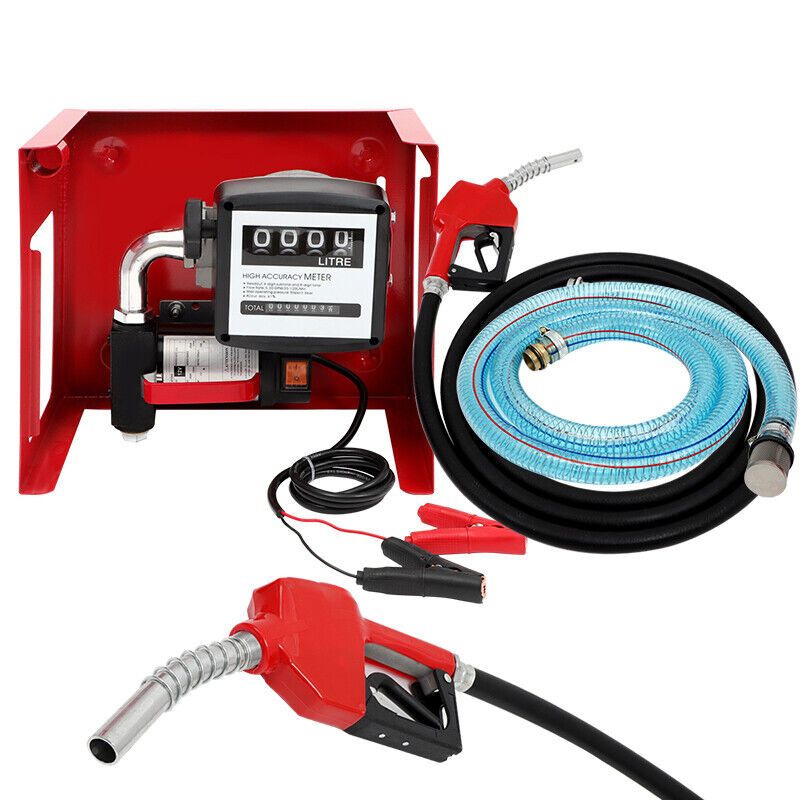 155W Electric Fuel Transfer Pump 12V Big Flow Rate With Automatic Nozzle & Hoses