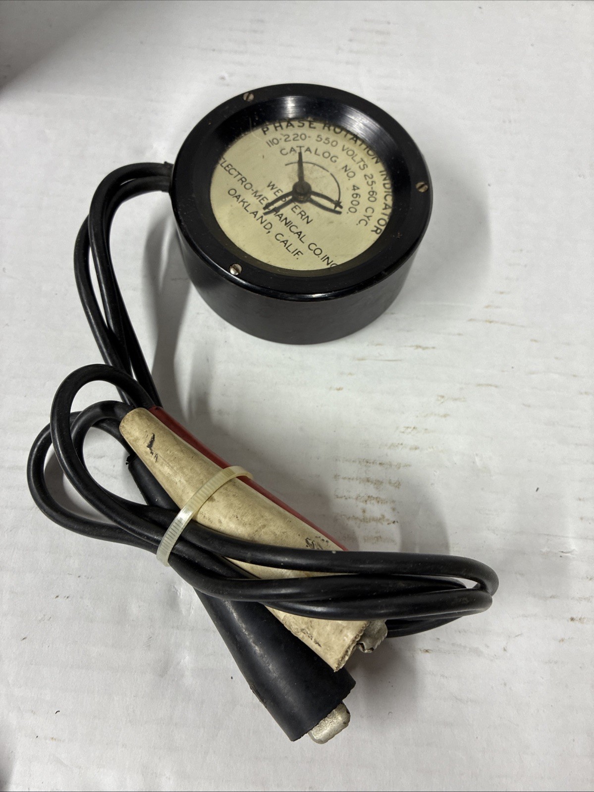 Vintage Western Electro Mechanical Co. Inc. Cat.#4600 Phase Rotation Indicator Vintage Western Electro Mechanical Co. Inc. Cat.#4600 Phase Rotation Indicator