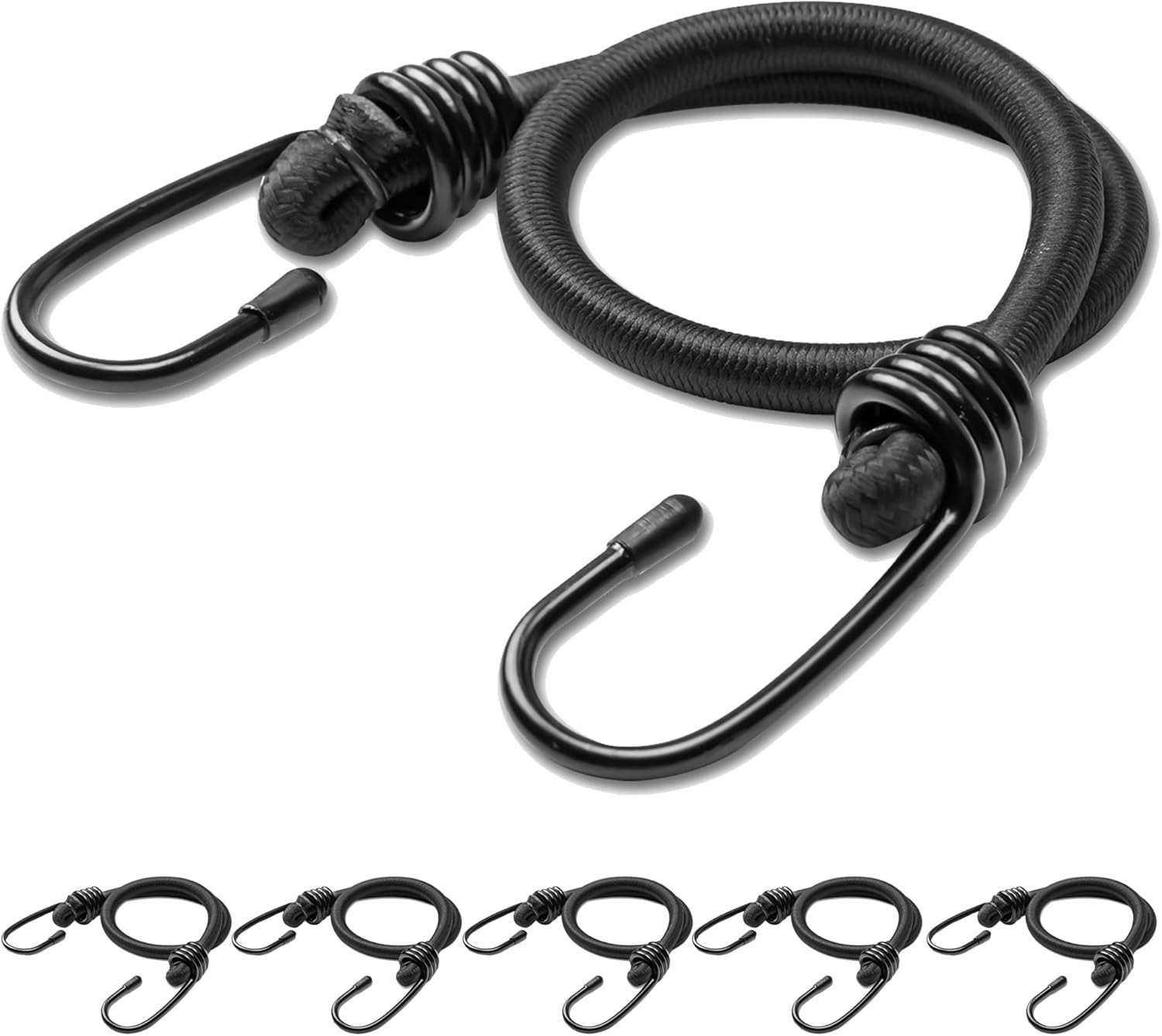 18Inch Bungee Cords with Hooks,6Pcs Heavy Duty Extra Strong Outdoor Elastic Rope
