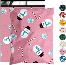 50 Pcs Christmas Poly Mailer 14.5x19 In Snowmen Printed Waterproof Shipping Bags picture