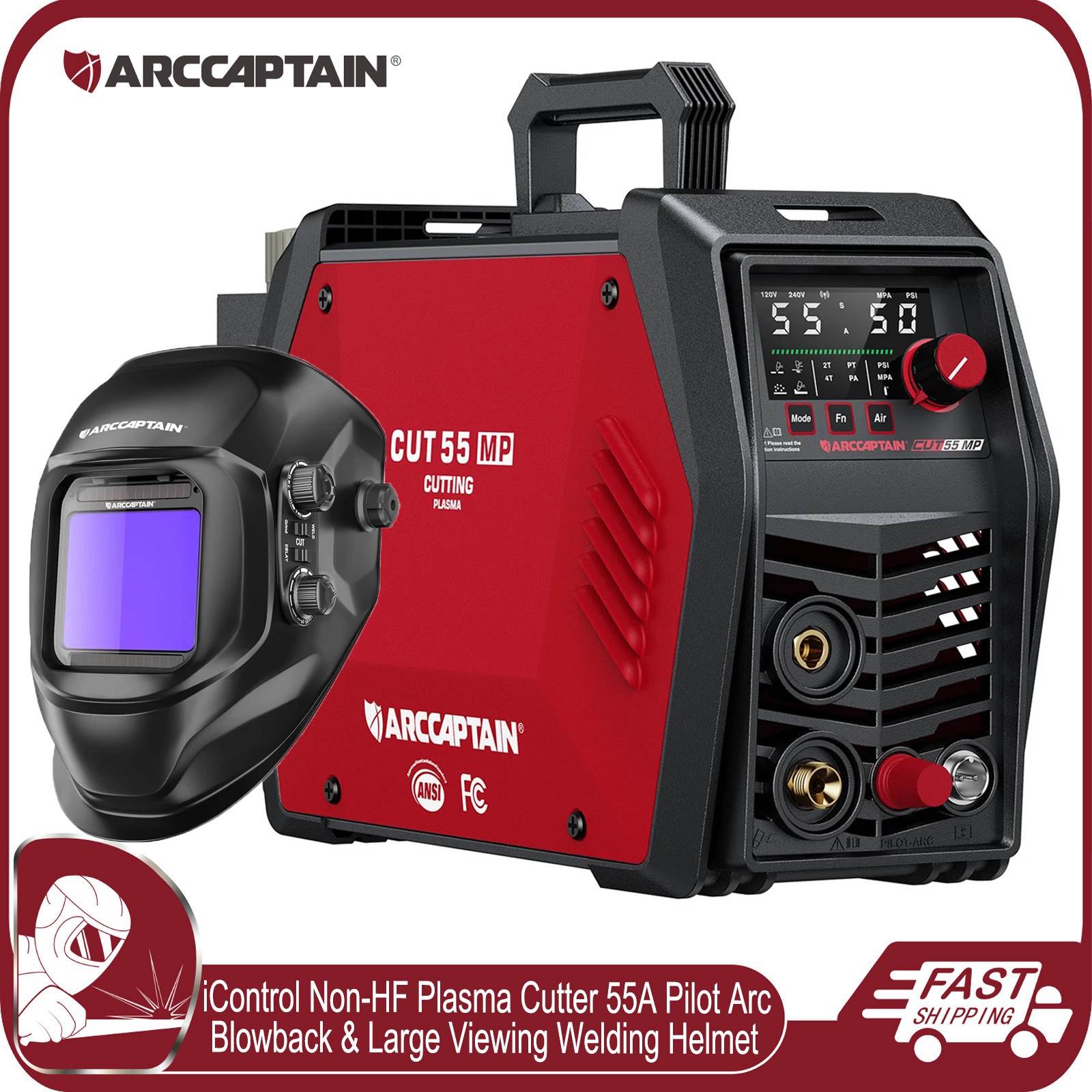 ARCCAPTAIN iControl CUT55MP Non-HF Plasma Cutter 55A Pilot Arc Blowback 120/240V