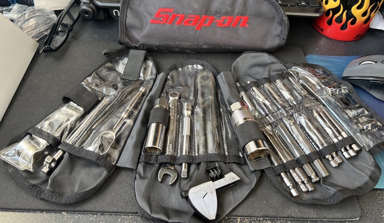 Snap on Motorcycle Tool Set 33 Pc Ratchet Socket Cycleset Harley Wrench Allen 🔥