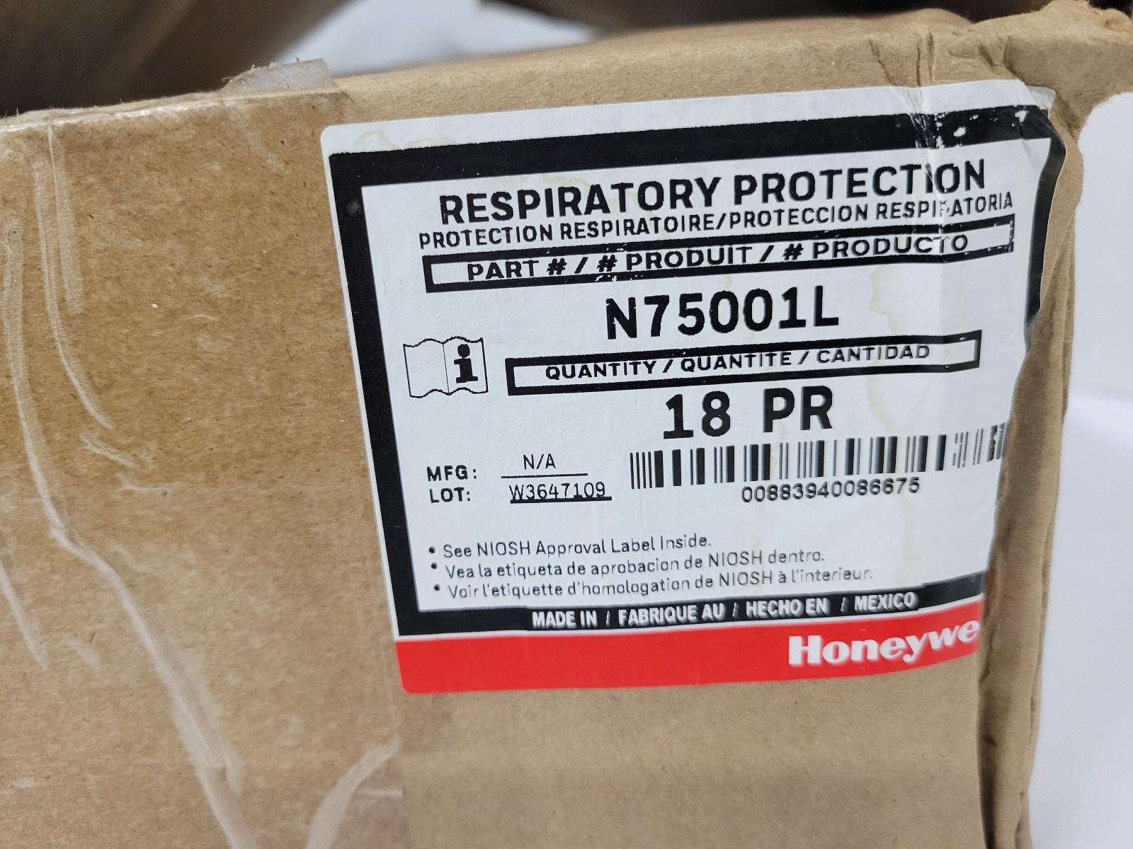 (18 Pair) Honeywell Respiratory Protection - Respirator OV Cartridge N75001L (18 Pair) Honeywell Respiratory Protection - Respirator OV Cartridge N75001L