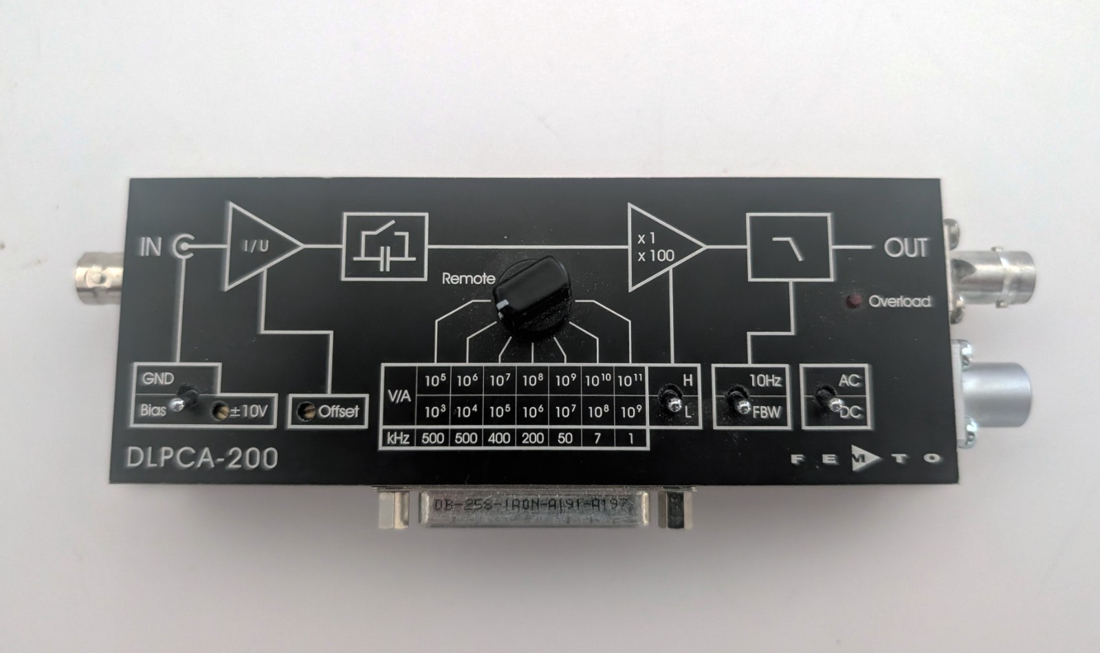 FEMTO DLPCA-200 Universal Low Noise Current Amplifier FEMTO DLPCA-200 Universal Low Noise Current Amplifier