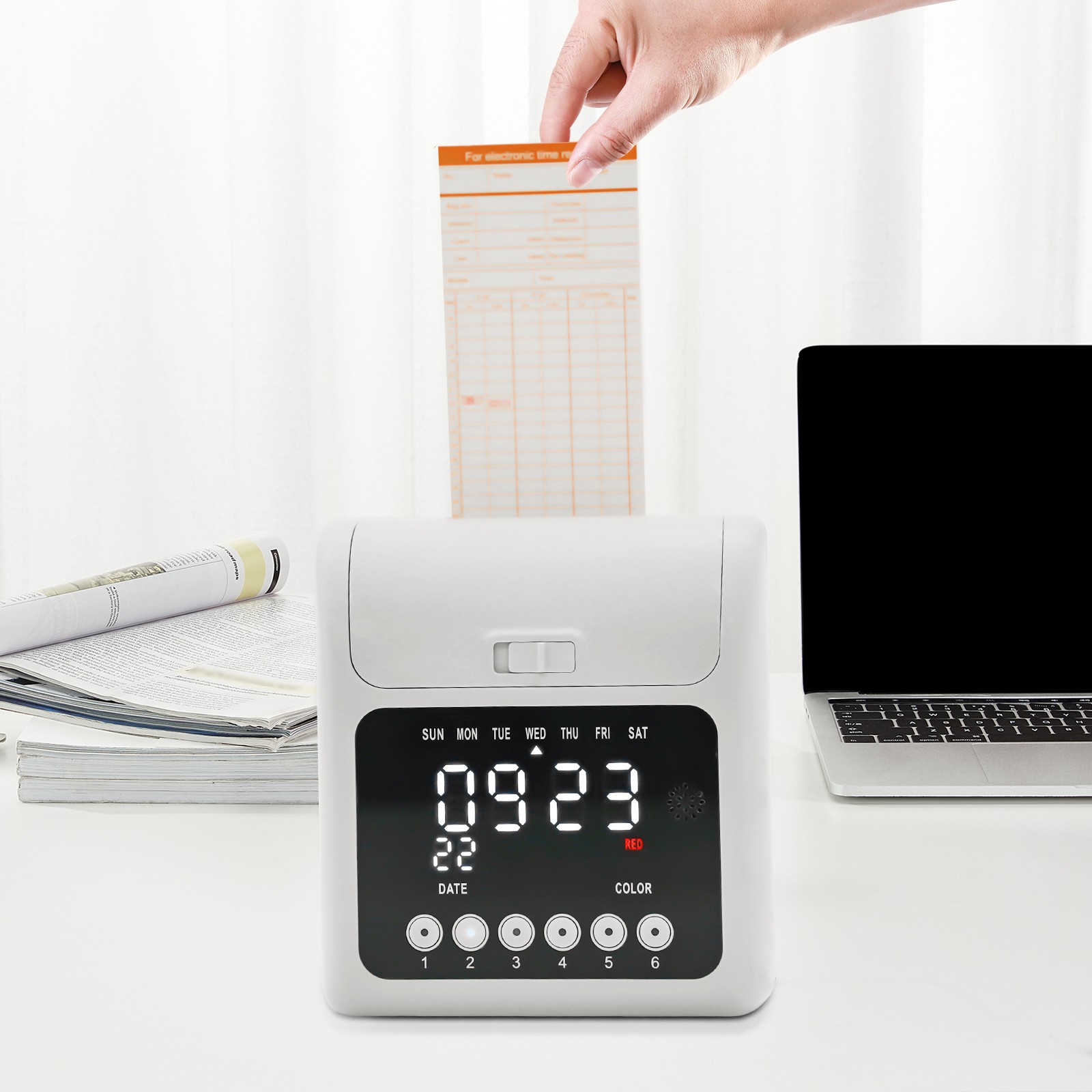 Employee Time Clock Card Machine Calculating Attendance Punch Built-in Music Employee Time Clock Card Machine Calculating Attendance Punch Built-in Music