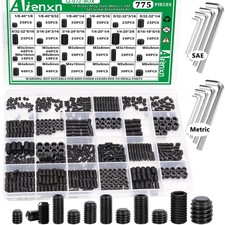 775PCS Metric +SAE Set Screw Assortment Kit Hex Socket Head Cup Point Set Sc picture