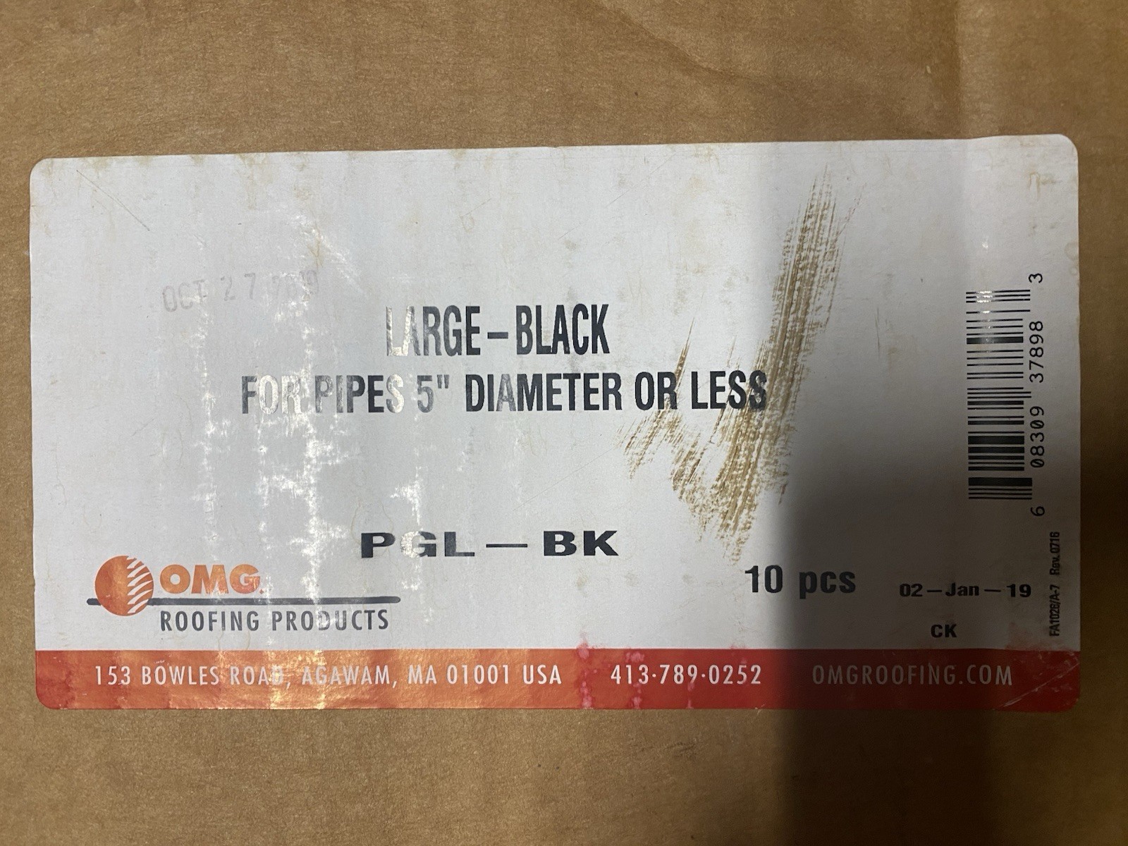 OMG Roofing Products PGL-BK Large Black Pipe Guard for 5 OMG Roofing Products PGL-BK Large Black Pipe Guard for 5