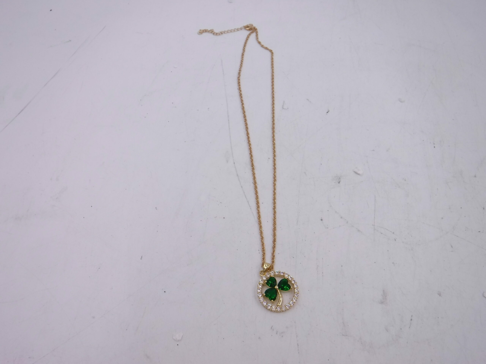 3 Leaf Clover CZ Necklace, Gold Chain, 22 inch 3 Leaf Clover CZ Necklace, Gold Chain, 22 inch