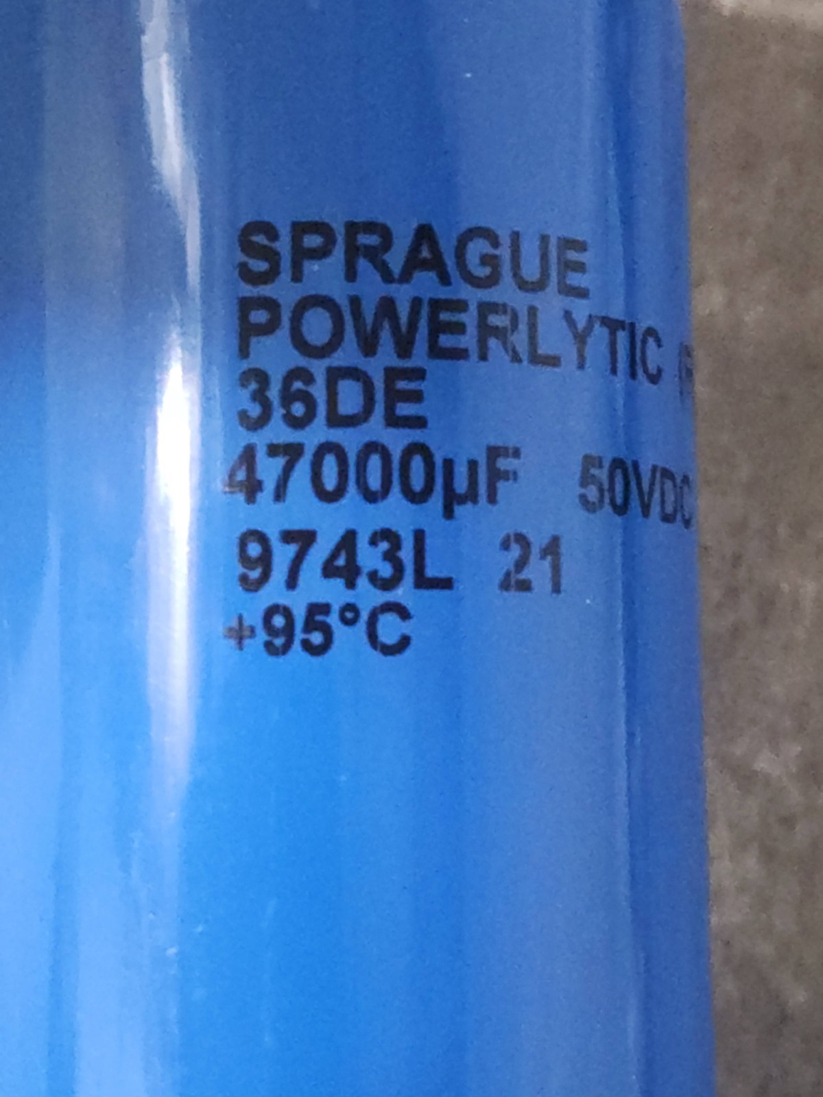 Sprague 36DE Powerlytic Capacitor 47000uF 50VDC 9743L NEW Sprague 36DE Powerlytic Capacitor 47000uF 50VDC 9743L NEW