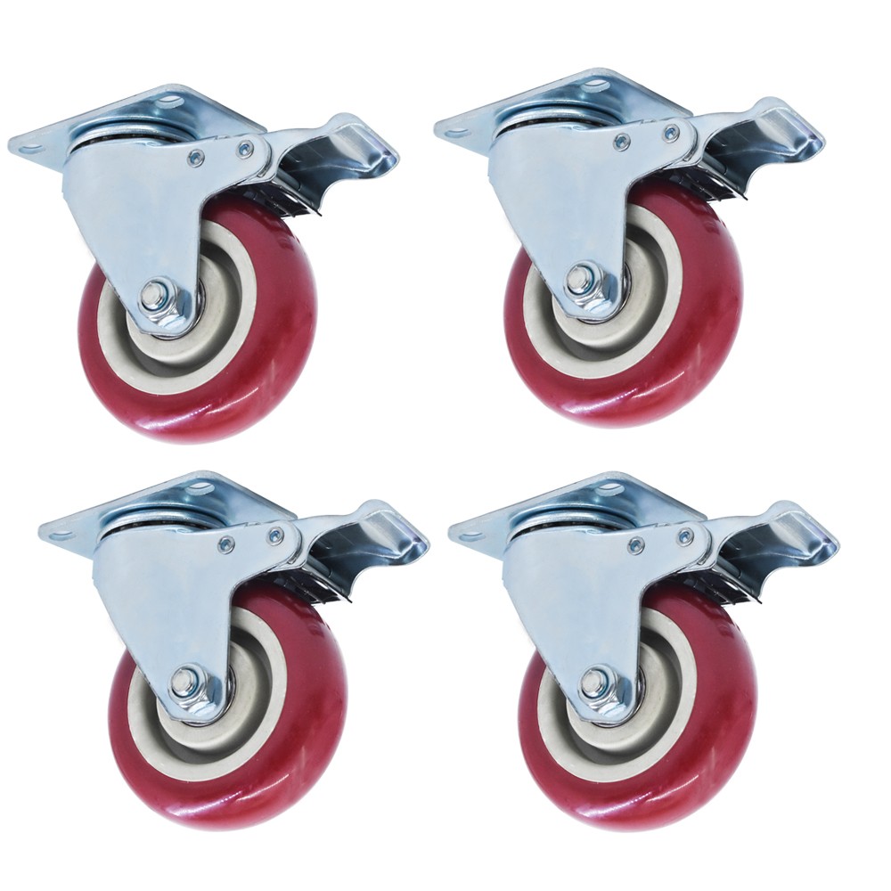 4 Piece 4 Inch Heavy Duty Caster Set Wheels Fits For All Swivel & Brake Casters 4 Piece 4 Inch Heavy Duty Caster Set Wheels Fits For All Swivel & Brake Casters