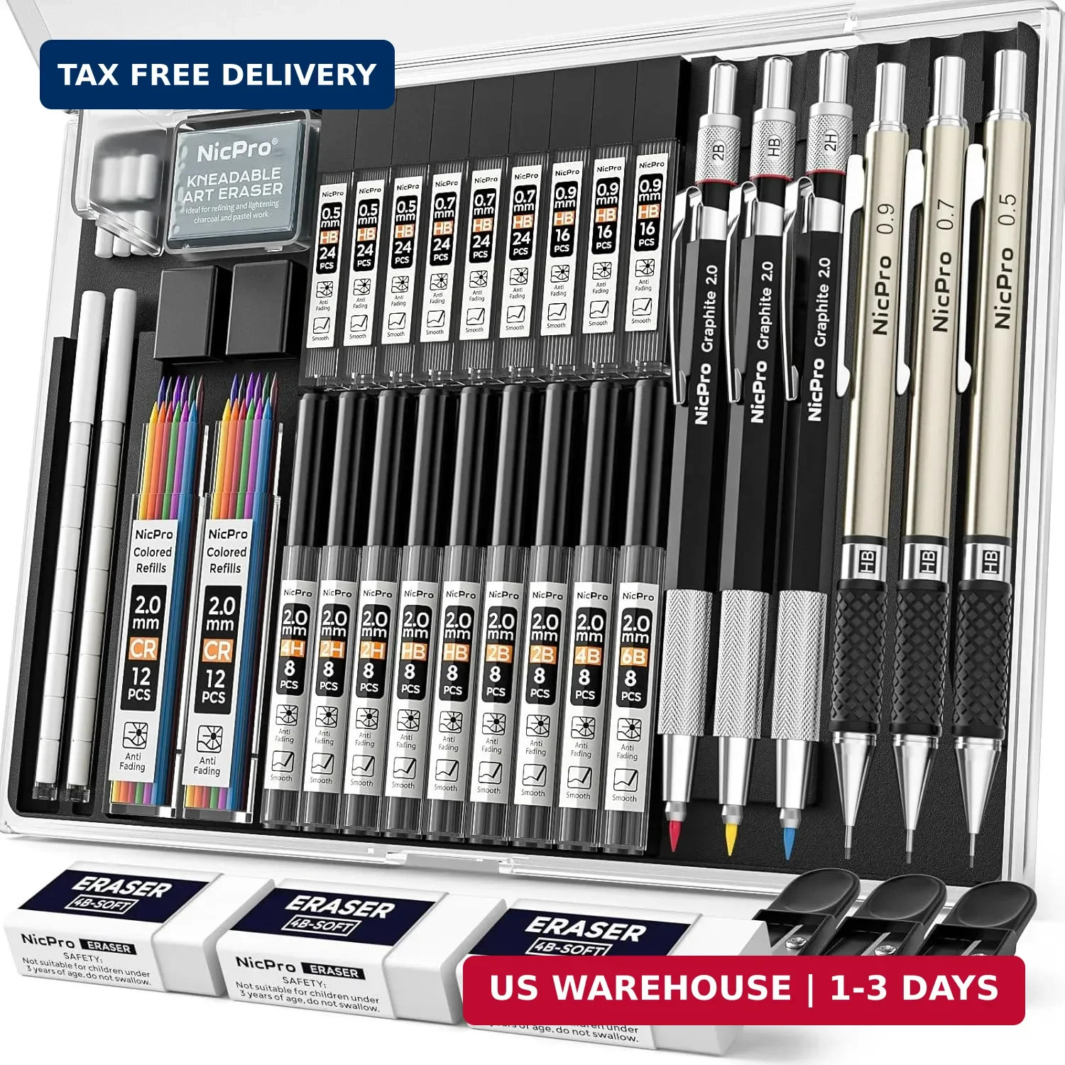 Nicpro 35PCS Art Mechanical Pencil Set, 3 PCS Metal Drafting Pencil Nicpro 35PCS Art Mechanical Pencil Set, 3 PCS Metal Drafting Pencil