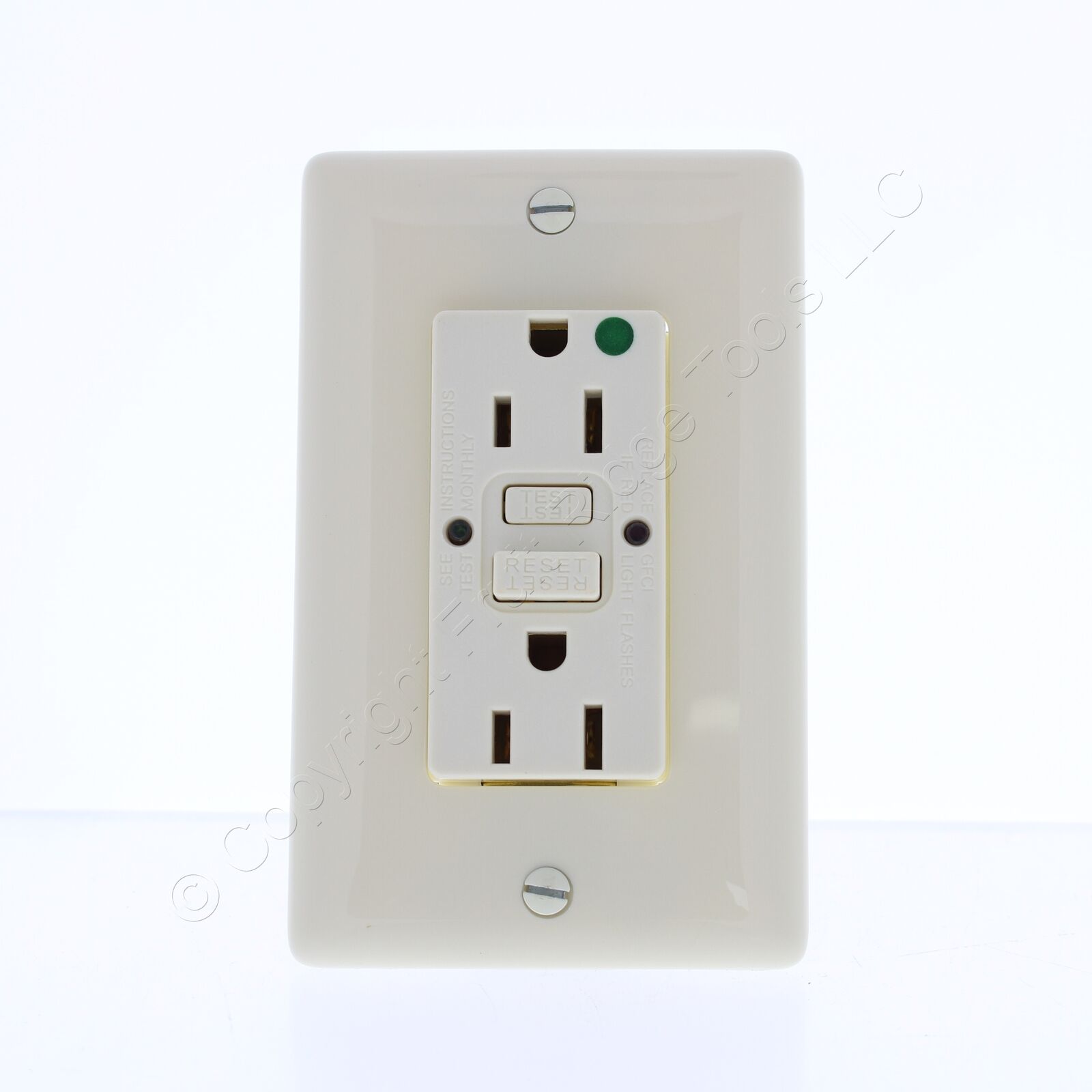 Hubbell 5-15R 15A Self-Test Hospital GFCI GFI Receptacle Outlet Almond GFRST82AL