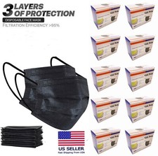 100/1000 PCS Black Face Mask Mouth & Nose Protector Respirator Masks USA Seller picture